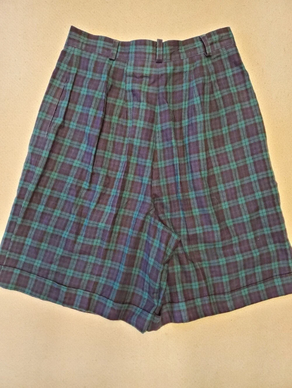 BellePointe Links Wear Plaid Golf Shorts Sz 8 High Waist Pleated USA Made